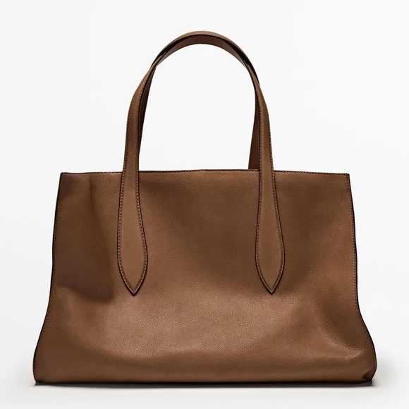 Massimo Dutti Nappa Leather Maxi Tote Bag - Beige - Picture 11 of 12